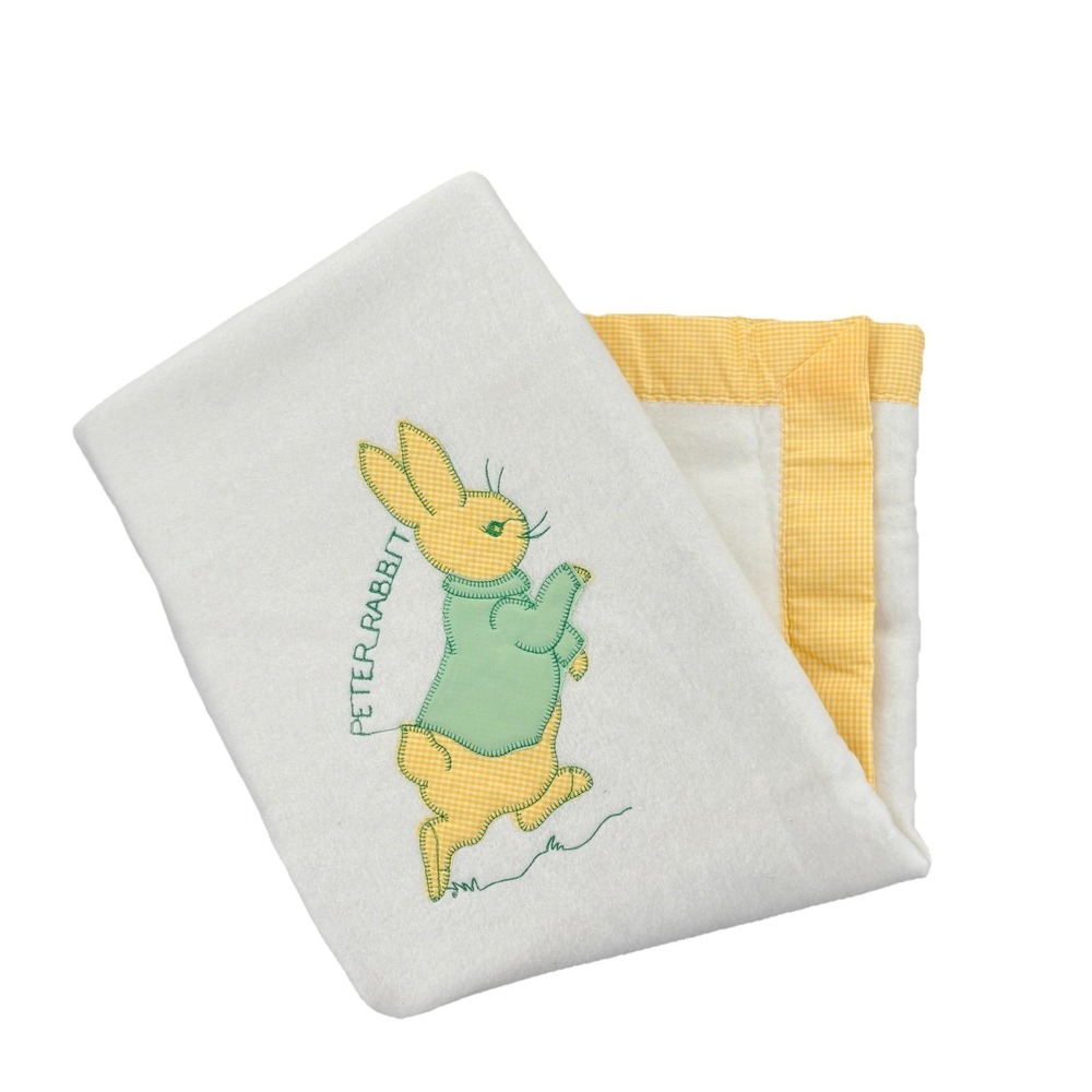 NWOT Vintage Beatrix Potter Peter Rabbit Nursery Blanket Quiltex USA 36‎ x 50"